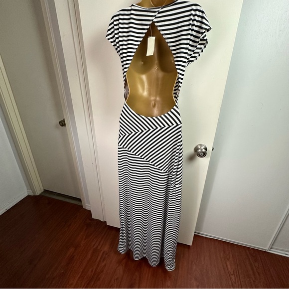 Arden B Black & White Striped Vintage 90’s/Y2K Stretch Cutout Back Dress NWT XS - Picture 5 of 15